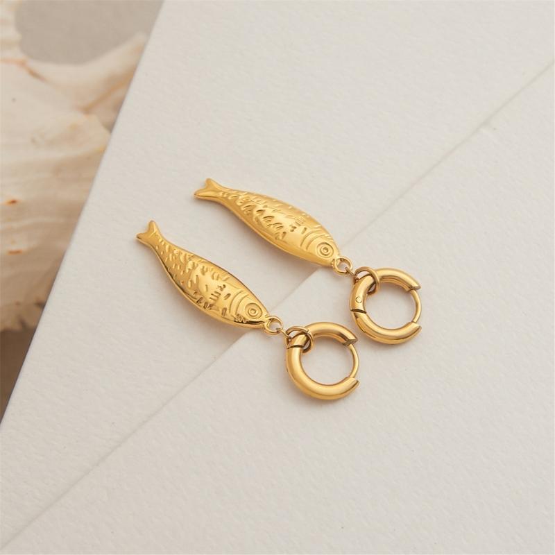 Gold Tone Earrings/Necklace Necklace Stainless Steel Fashion Jewelry for Women Trendy Accessory For Sensitive Skin