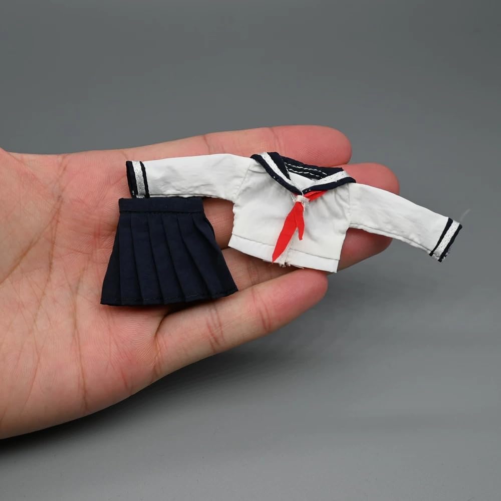 Jucării și Hobby-uri [TOYBARJAPAN] Set Accesorii Figurină de Acțiune 1:12 Se potrivește TBLeague și altor tipuri de corp. Uniformă și Șosete Albe și Bleumarin pentru Fete de Școală în Stil Marinar