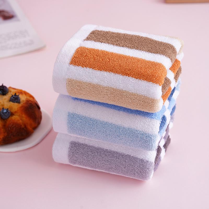 Thickened Absorbent Striped Square Towel, Lint-Free Jacquard, Hangable for Household & Children's Use
