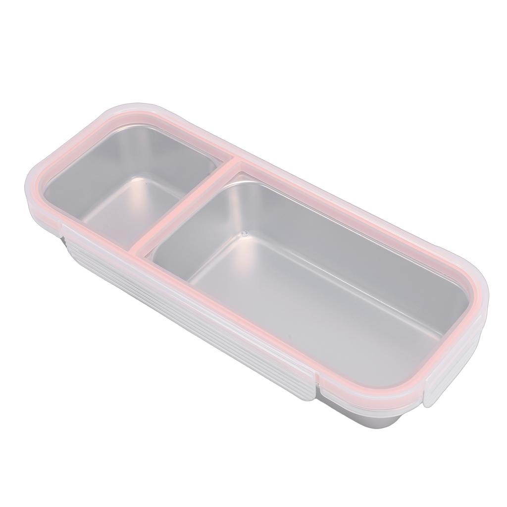 Portable Snack Container 304 Stainless Steel Sealed 2 Compartment Food Storage Container for Travel Camping Picnic