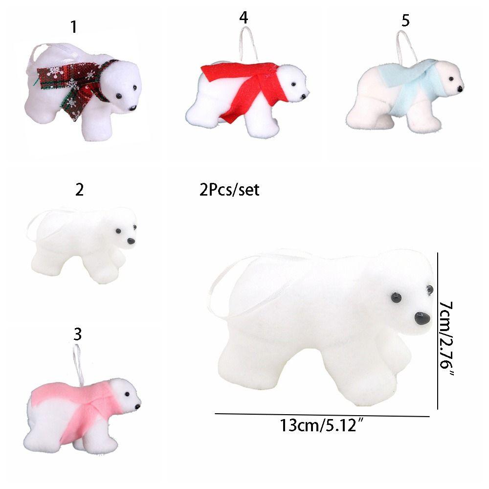 2Pcs 3D White Bear Ornaments Cute Simulated Polar Bear Funny Christmas Bear Pendant  Outdoor