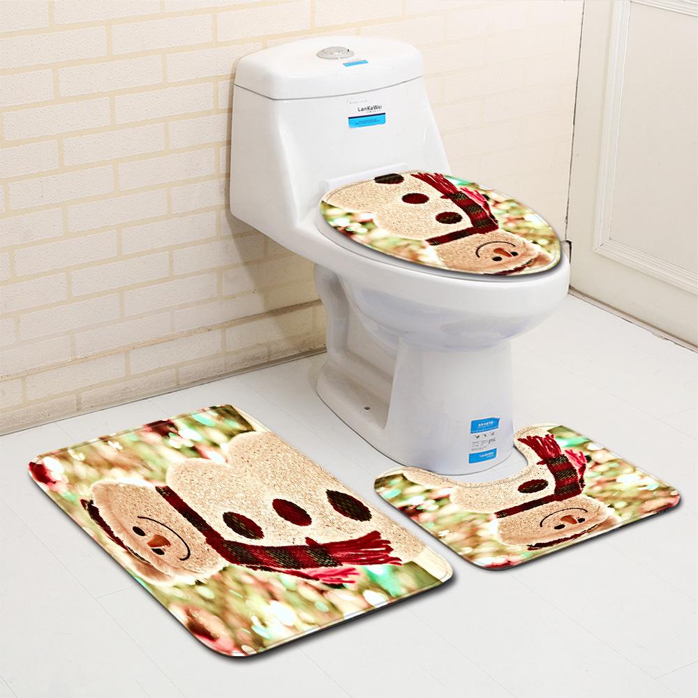 Weihnachts-Badezimmer-Bodenmatte Toilette Dreiteiliges Set