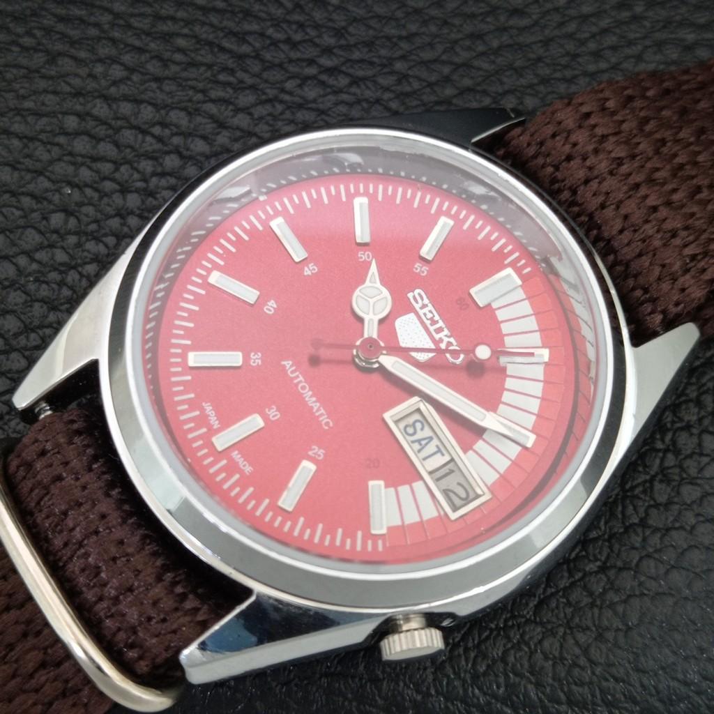 SEIKO 5 AUTOMATIC 7009A VINTAGE REFURBISHED JAPAN MENS RED DIAL WATCH a445819-1