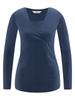 Women's Long-Sleeved Navy Blue Bellybutton Maternity Blouse