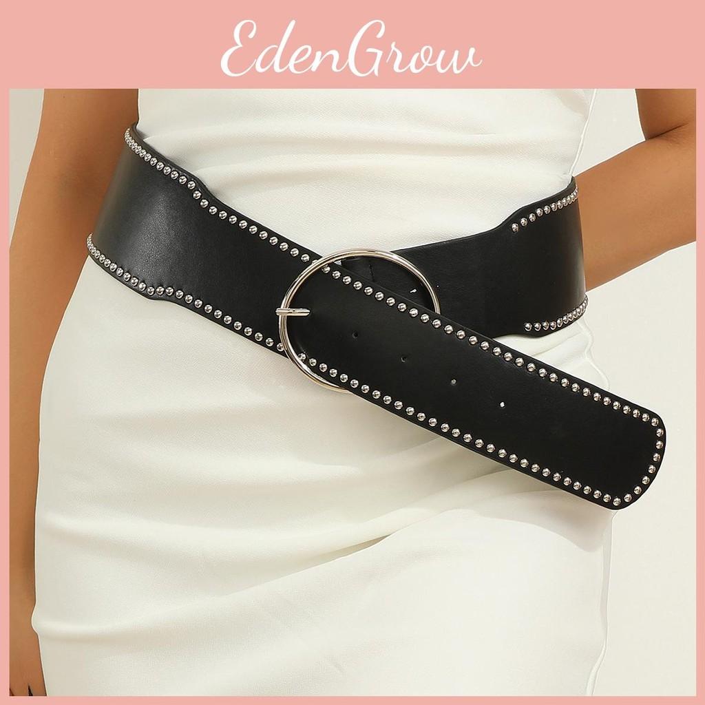 Belt Faux Leather With Rivet Decor And Metal Pin Closure For Outfits Trendy