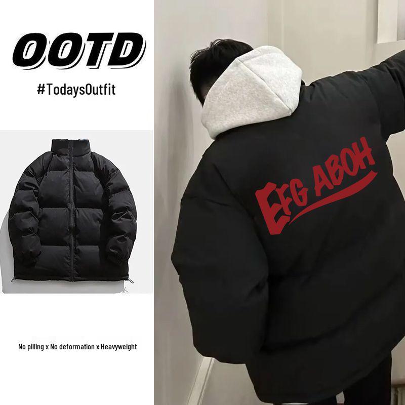 Unisex Autumn/Winter Thickened Cotton Padded Jacket with Letter Print