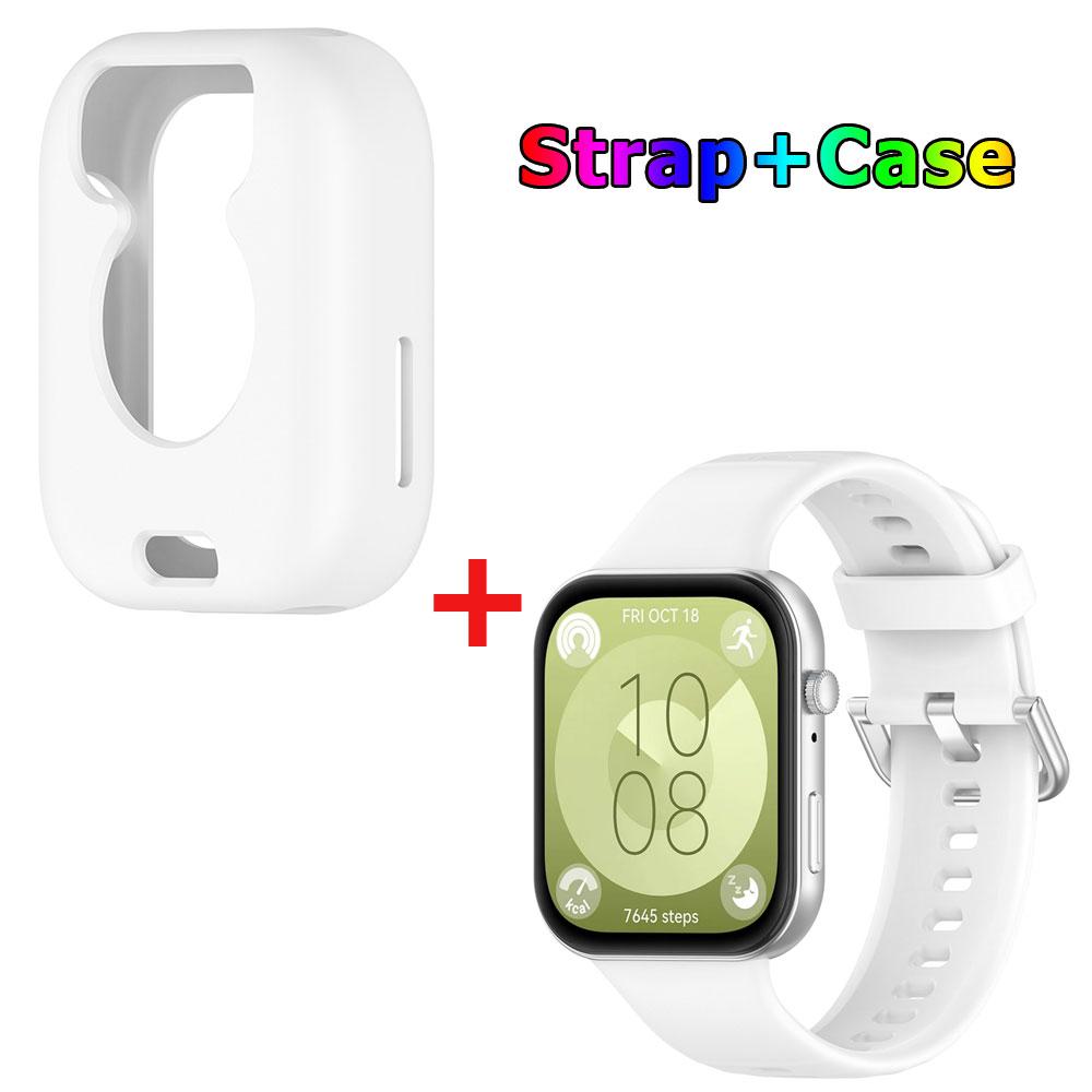Silicone Watch Strap + Protective Case For Huawei Watch Fit 3 Watchband Bracelet Band Correa Screen Protector Cover Shell