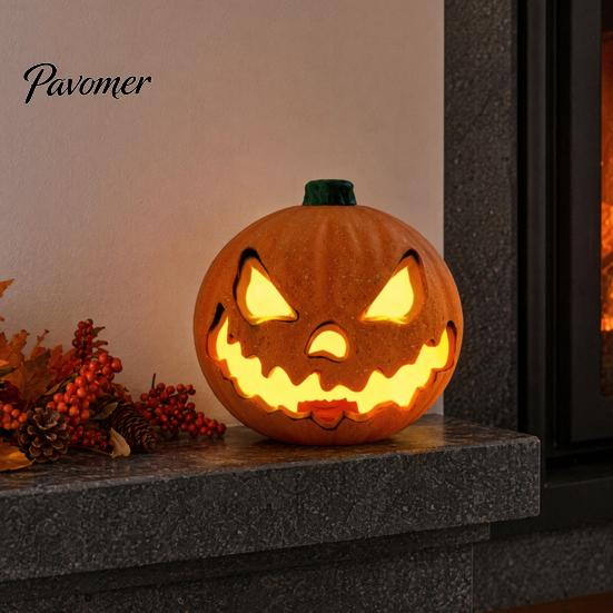 Long-lasting LED Pumpkin Halloween Evil Lantern, Large Light Up Jack O Lantern Decor with Integrated for Party Scene, Spooky Outdoor Indoor