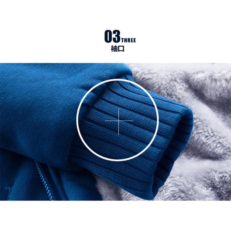 Men S Korean Style Fleece Lined Zip Up Hooded Sweatshirt For Casual Wear