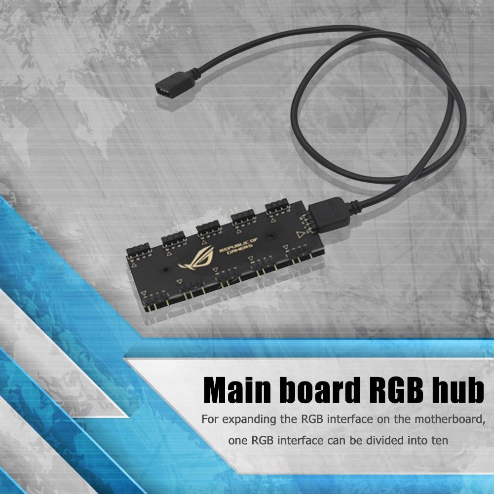 Motherboard RGB SYNC HUB 1 To 10 RGB Extension Cable Splitter for GIGABYTE AURA