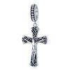 WOSTU 100% Real 925 Sterling Silver Cross Charm Zircon Bead Crosses Pendant Fit Original Bracelet DIY Necklace Religion Jewelry