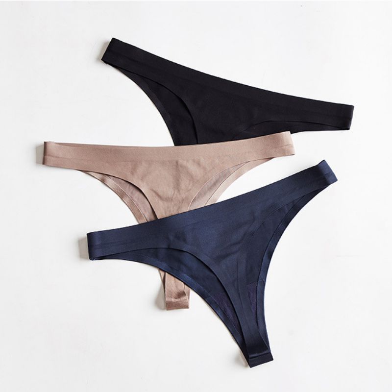 Women's Tangas Thong Low Waist Panties G-String Briefs Solid Color Underwear
