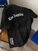 Men's Summer 100% Cotton Loose Large Casual and Comfortable Round-neck Short-sleeved Top, Los Angeles Letter Print T-shirt