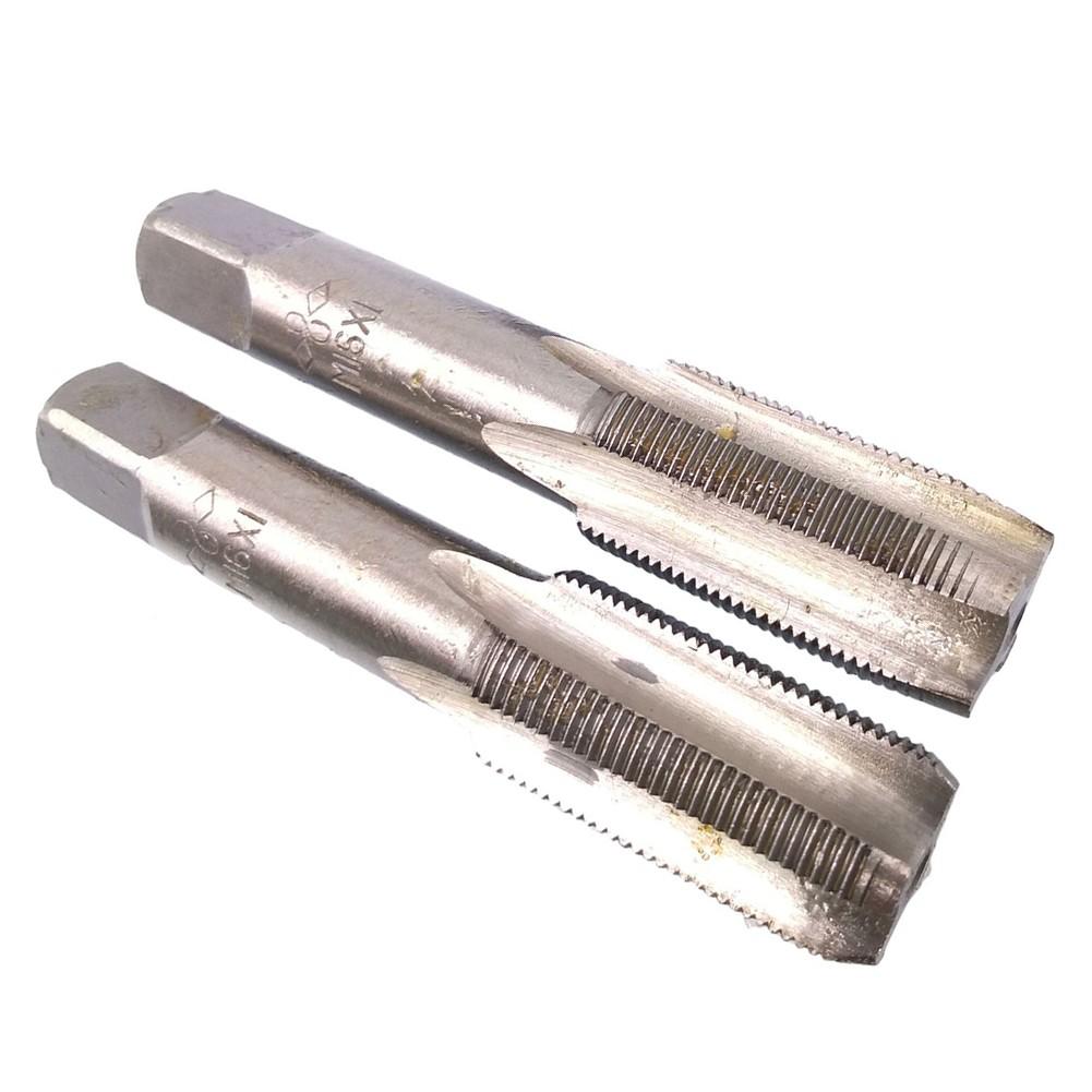 HSS M16 x 1mm kuželový a zástrčkový závitník & M16 x 1mm matricový závit metrický pravý