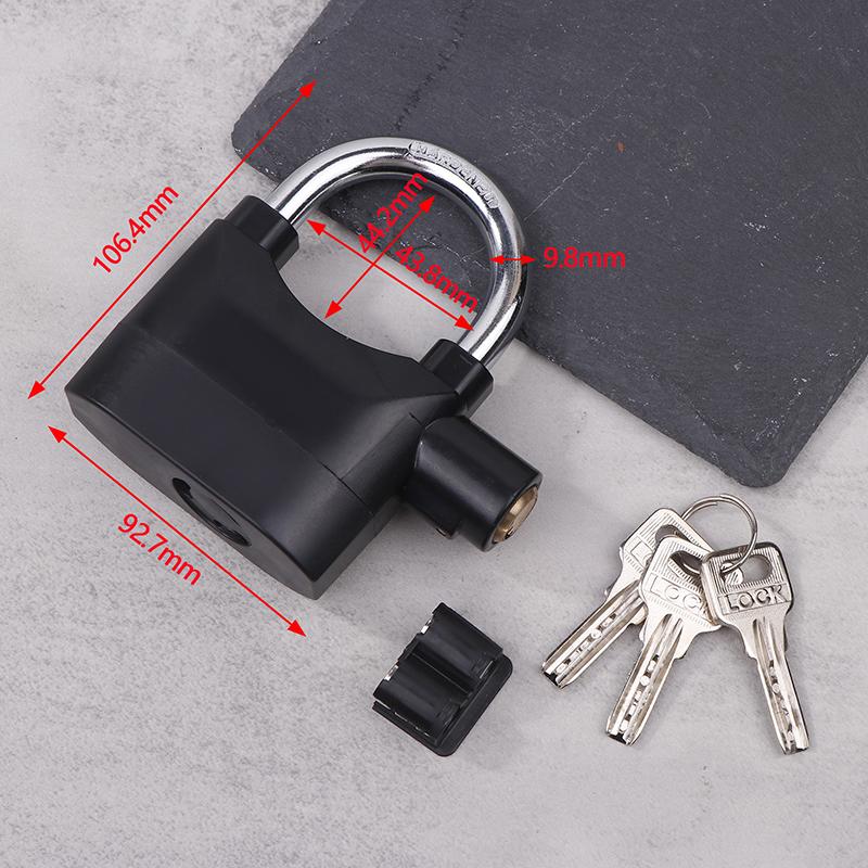 

Легированная сталь Встроенный датчик движения Безопасность 110 дБ Сирена-сигнализация Замок Универсальный противоугонный навесной замок для велосипеда Мото