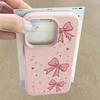 Leather Texture TPU Phone Case For iPhone 17 17e 16e 16 15 Pro Max 14 13 Pro Max 11 Pink Bowknot Print Soft Silicone Back Cover