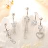 5pcs Gold Color Sexy Belly Piercings Sets Butterfly Chain Dangled Belly Button Ring Pack for Women Girls New Navel Rings Jewelry