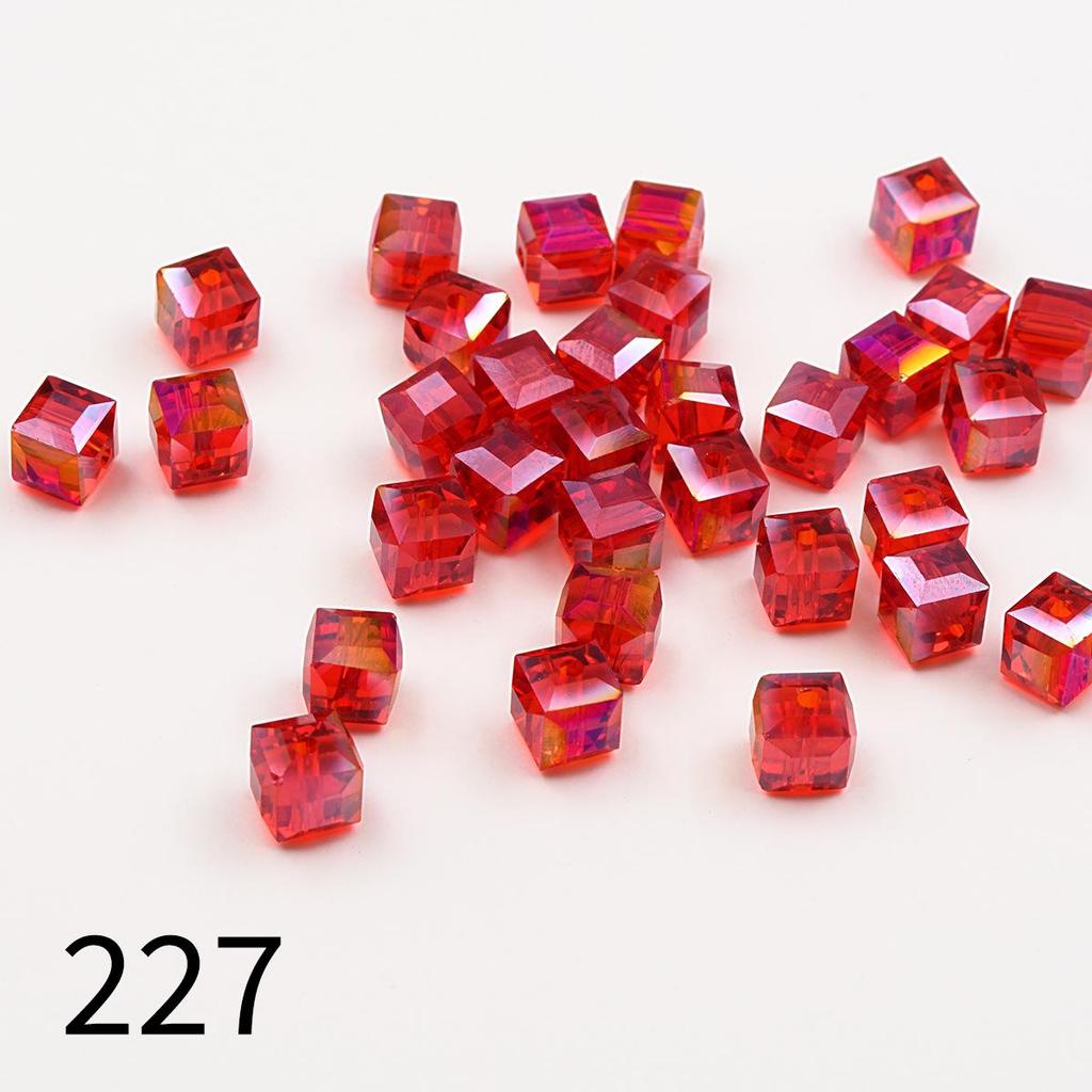 50pcs 8mm High Transparency Colorful Square Glass Beads for Phone Chain & Bracelet Making