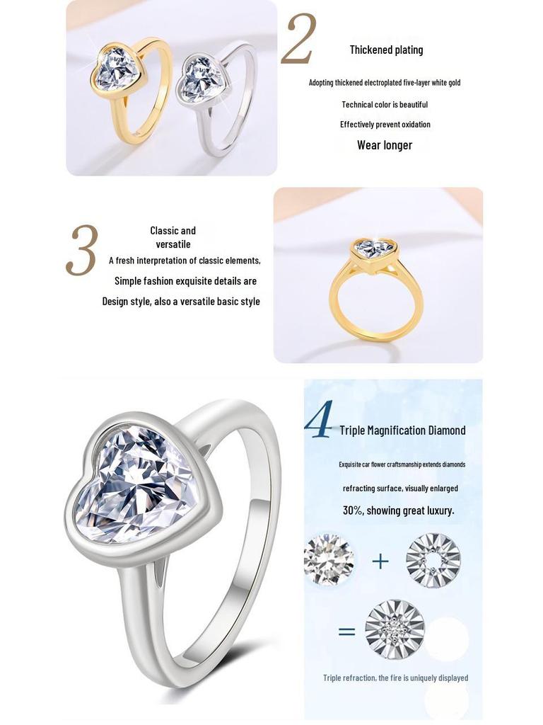 European Bestseller: S925 Sterling Silver Moissanite Irregular Heart Ring for Women
