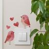 Pink Simple Line Heart Bird Switch Sticker Self-Adhesive Removable Wall Sticker Hallway Living Room Home Decor