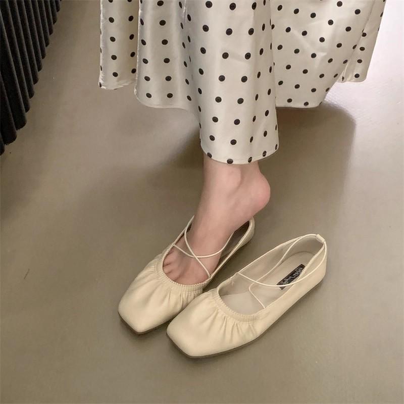 Fashion SUOJIALUN 2025 Autumn New Women Flat Shoes Fashion Pleated Shallow Slip On Ladies Elegant Mary Jane Shoes Dress Single Shoes