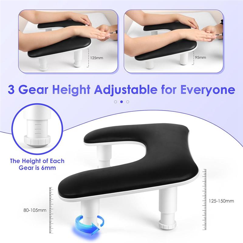 Good-Manicure Arm Rest For Nails Tech: U-Shaped Adjustable Nail Armrest -PU Leather Hand Stand Rest For Manicurists