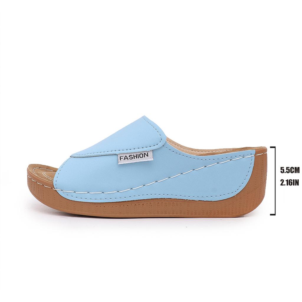 Large Size Platform Casual Slippers Women's Shoes New Wide Strip Simple and Fashionable Fish Mouth Wedge Slippers