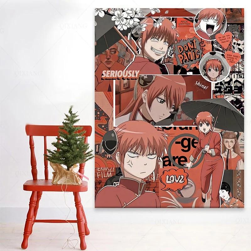 

Рамка из цельного дерева Кагура Гинтама аниме домашний декор холст печать плакатов украшения художественные настенные панно картина для гостиной