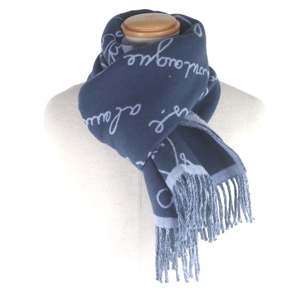 Excellent BERLUTI Scarf Calligraphy Scritto Double-Faced Used