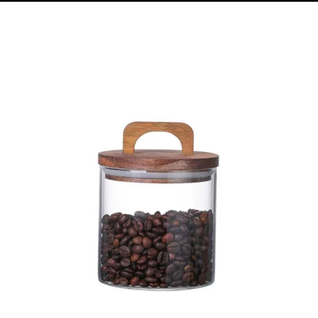 Glass Jar with Wooden Lid - Snack, Coffee Bean & Tea Storage Container