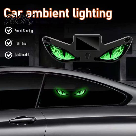 Car Enthusiast Lighting Gear Solar Devil Eyes Light for Windshield, Magnetic Installation Window Warning Sign with Three Night Driving Atmosphere Lamp