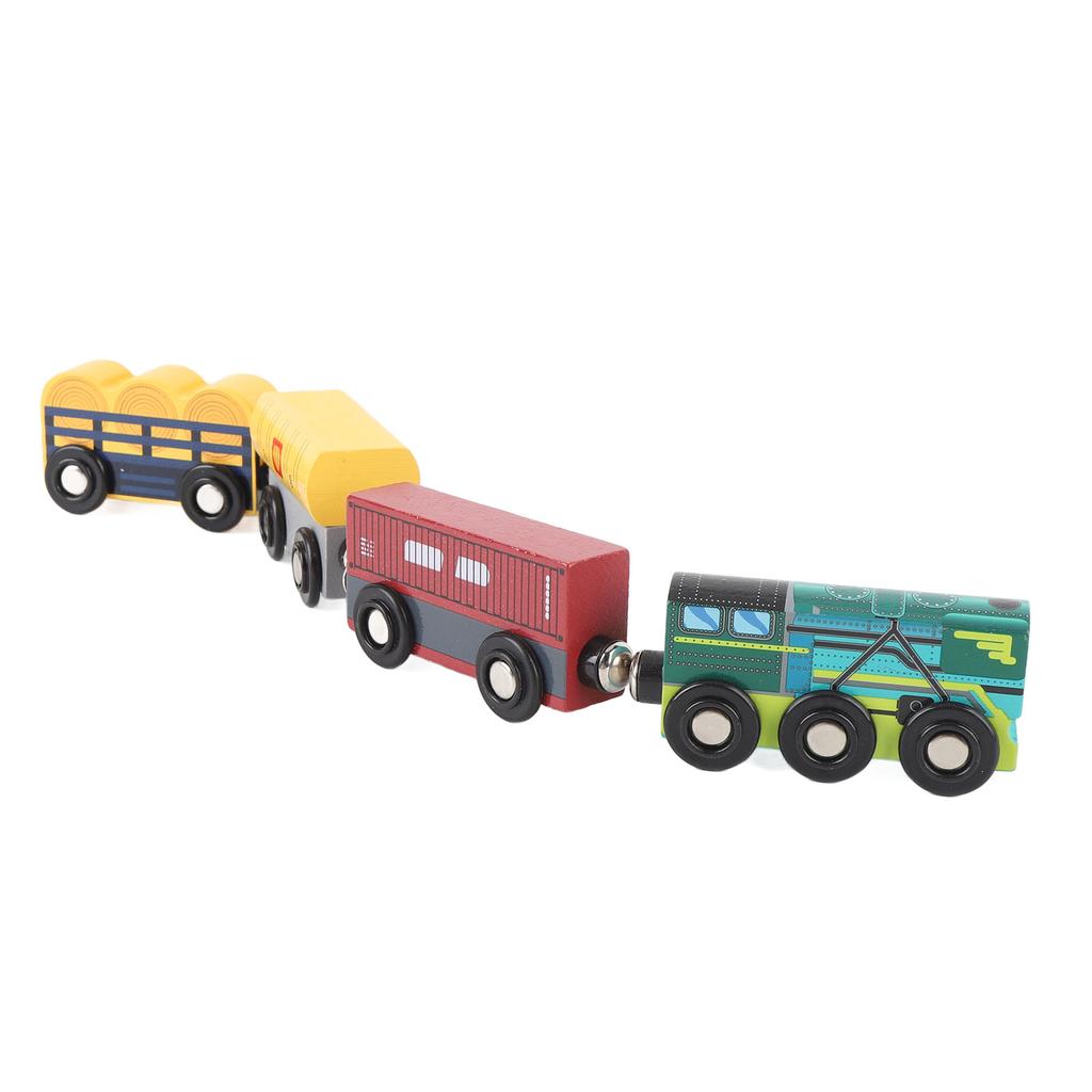4pcs Wooden Train Set Railway Accessories Simulation Toy Train Set for Kids Toddler Over 3 Years Old