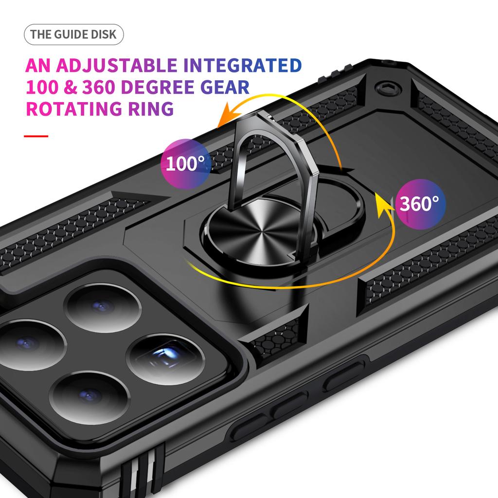 For Xiaomi 15 Pro Case PC+TPU Phone Cover with Rotary Ring Kickstand