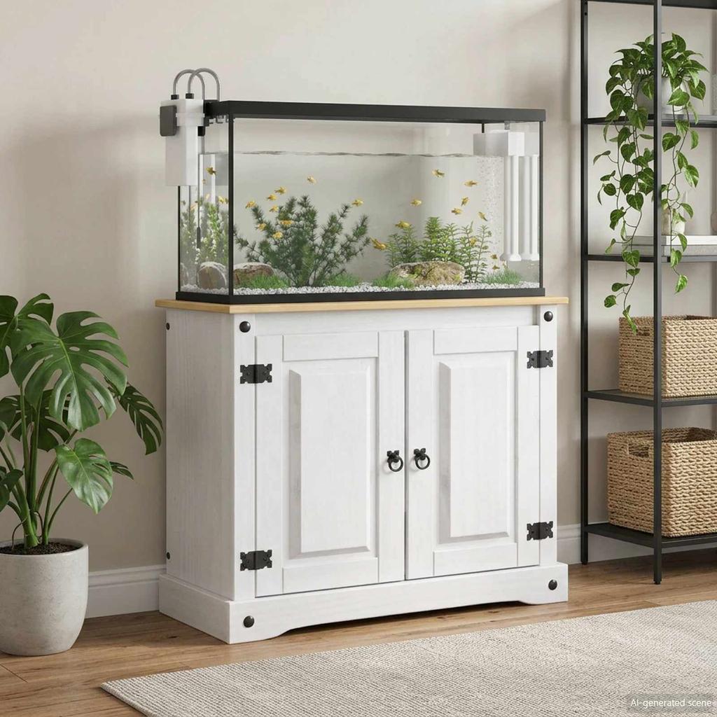 vidaXL CORONA Aquarium Stand, White and Brown, 81.5 X 37 X 73 Cm