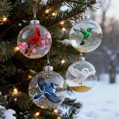 New Reusable Xmas Pendant Gift Set Crystal Christmastree Ornament Handmade Lightweight Bird Christmas Ornaments 3D Durable