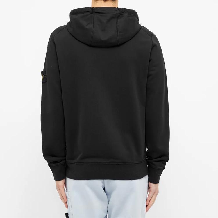 Stone Island Classic Solid Color Zip Hoodie With Badge Unisex Hoodies Black 721564251-V0029