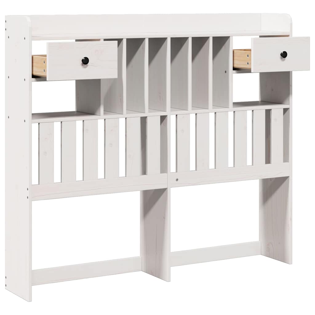 Headboard with Storage Space White 135 Cm Solid Pine Wood