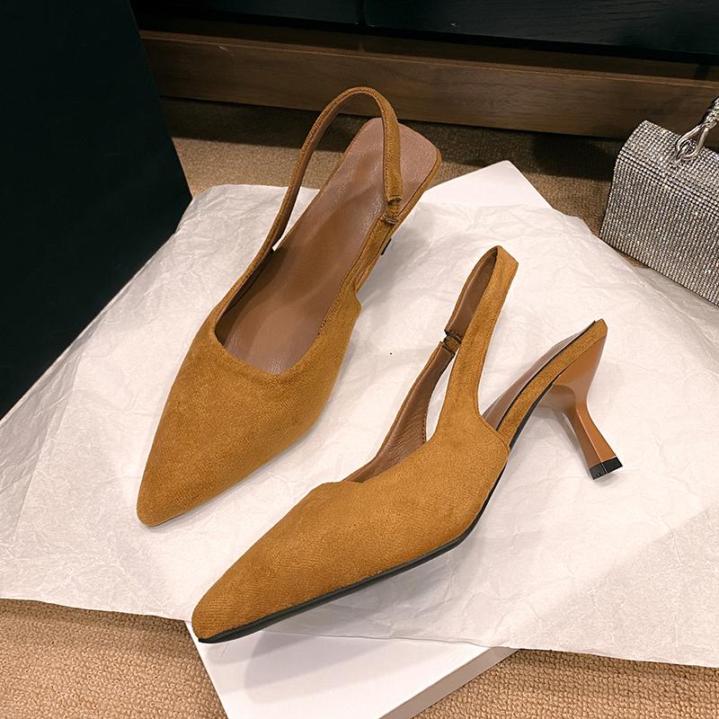 

Мода Новые Острый Носок Сексуальные Туфли На Среднем Каблуке Вечерние Туфли Женские Сандалии Дизайнерские Летние Брендовые Туфли-Лодочки Повседневные Туфли Слингбэк Платье Рабочая Обувь 35 шоколадный