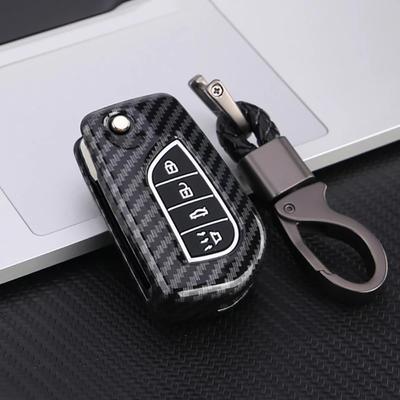 Flip 2 3 4 Button Carbon Car Key Case Cover for Toyota Camry 2022 2021 Corolla Key Cover Car Accessories Keychain Keyring Holder