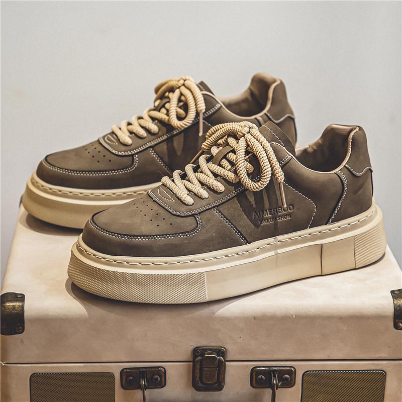 Fashion Men Casual Leather Sneakers Autumn New Lace Up Designer Comfortable Trend Board Shoes for Men Breathable Sneakers Running Shoes