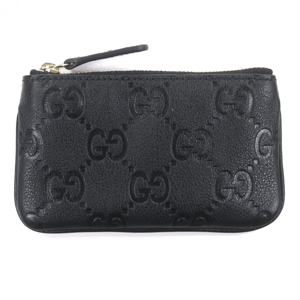 Excellent GUCCI Coin case Current GG emblem key pouch black leather mens 815891 Used