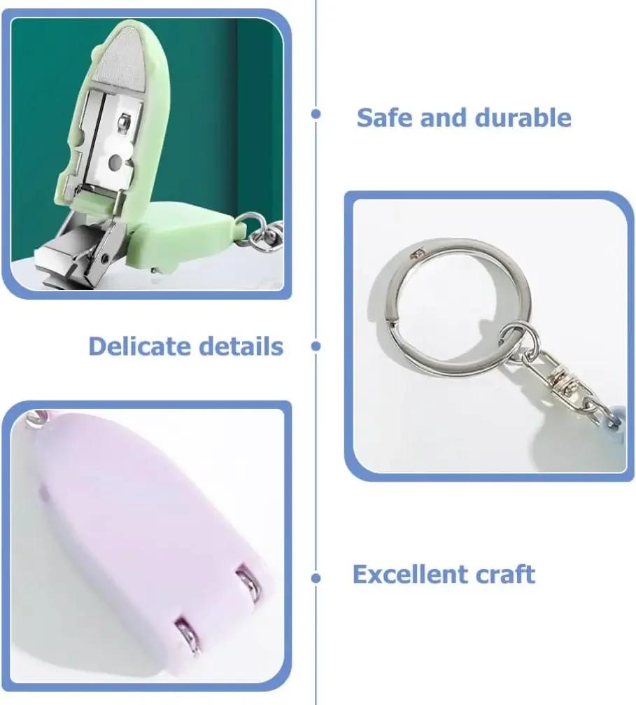 1pc Finger Nail Cutter with Travel Keychain Mini Folding Nail Cutter Stainless Steel Portable Nail Clippers with Nail Files
