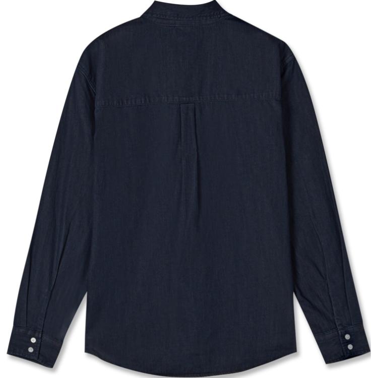 Levis Plain Simple Comfortable Polo Denim Long Sleeve Shirt Men Shirts Dark-Blue 002HI-0000