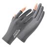 Women's Sun Protection Gloves for Summer Outdoor Cycling and Driving Thin Ice Silk Sunshade Breathable Two Finger Fishing Gloves