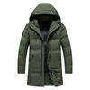Men's Autumn Winter Zipper Warm Down Jacket Hooded Plush Solid Color  Cotton Coat