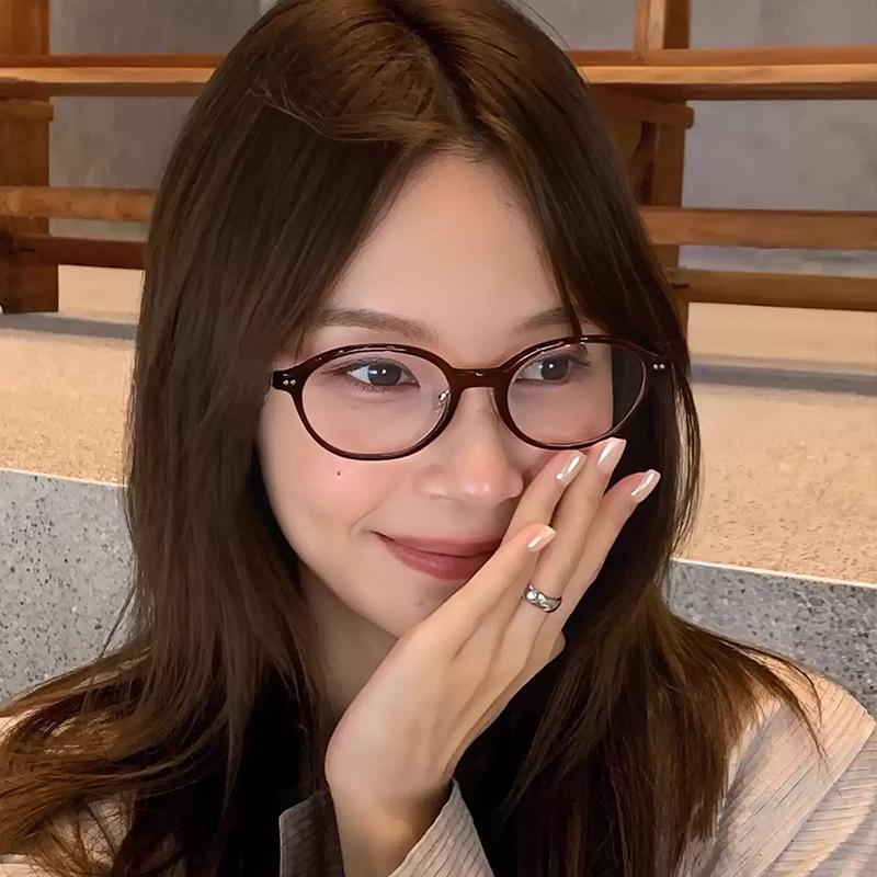 Korean Fashion Glasses for Women Oval Shape Anti Blue Light Eyeglasses Frames Rivets Decoration Glasses Frame Men