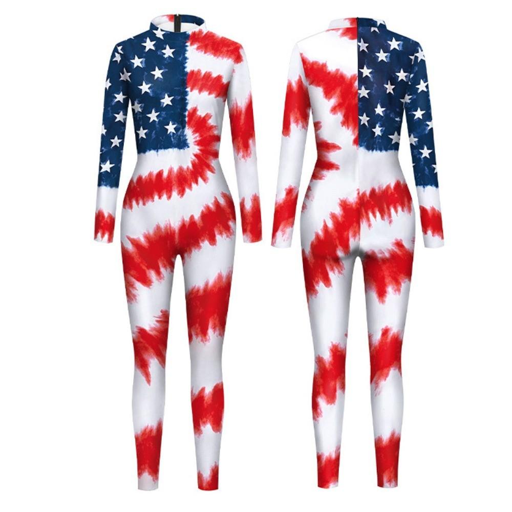 Adults Stars Christmas Accessories Printing Jumpsuit Women Men Halloween Cosplay Costume Carnival Party Stage Role Playing Dress Up Outfit