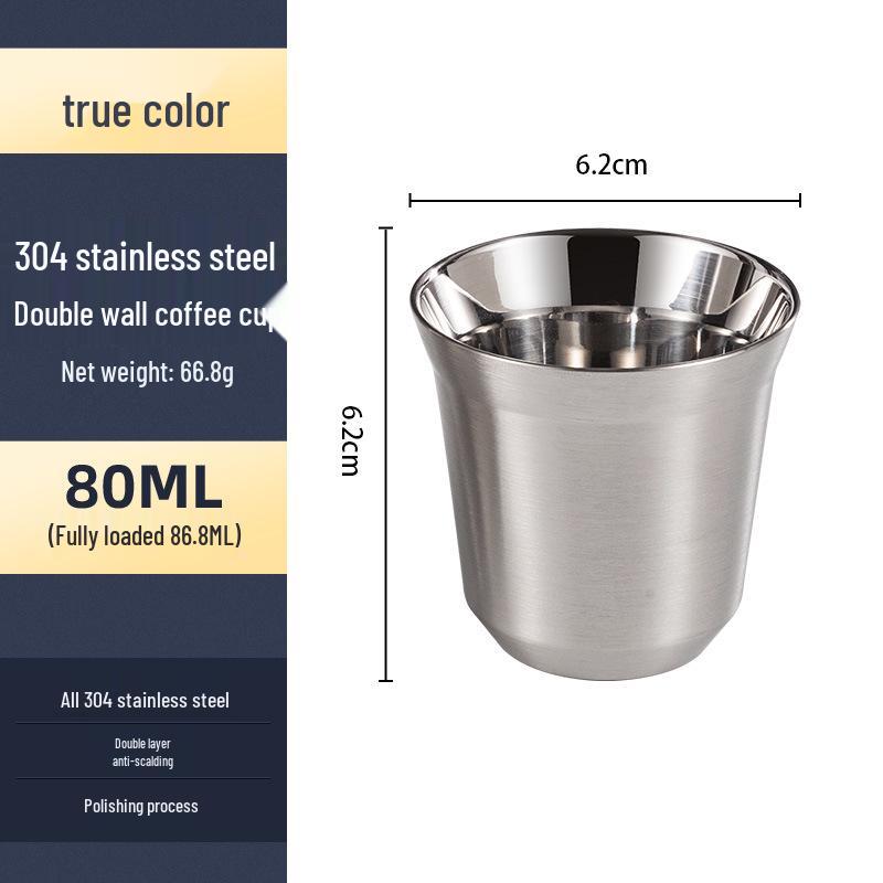 TikTok Edelstahl tragbare Espressotasse - Naturfarbe, kleines Volumen