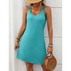 Summer Solid Color Round Neck Suspender Loose Sleeveless Dress for Women Dress