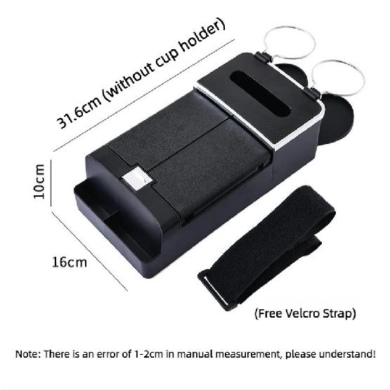 Wear Resistant Car Armrest Holder Easy To Install One-click Opening Car Armrest Storage Box with Cup Holder